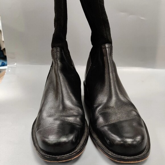 JIGSAW UK Western Zipper Boots Floral Embossed Black Suede Leather Size 38 US 7 - Picture 7 of 16